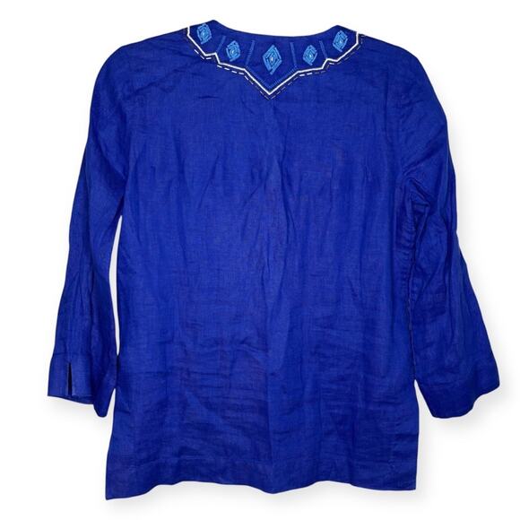 Lilly Pulitzer Blue Tunic Top 3/4 Sleeve Relaxed Fit and Embellished Design XXS - Picture 6 of 6
